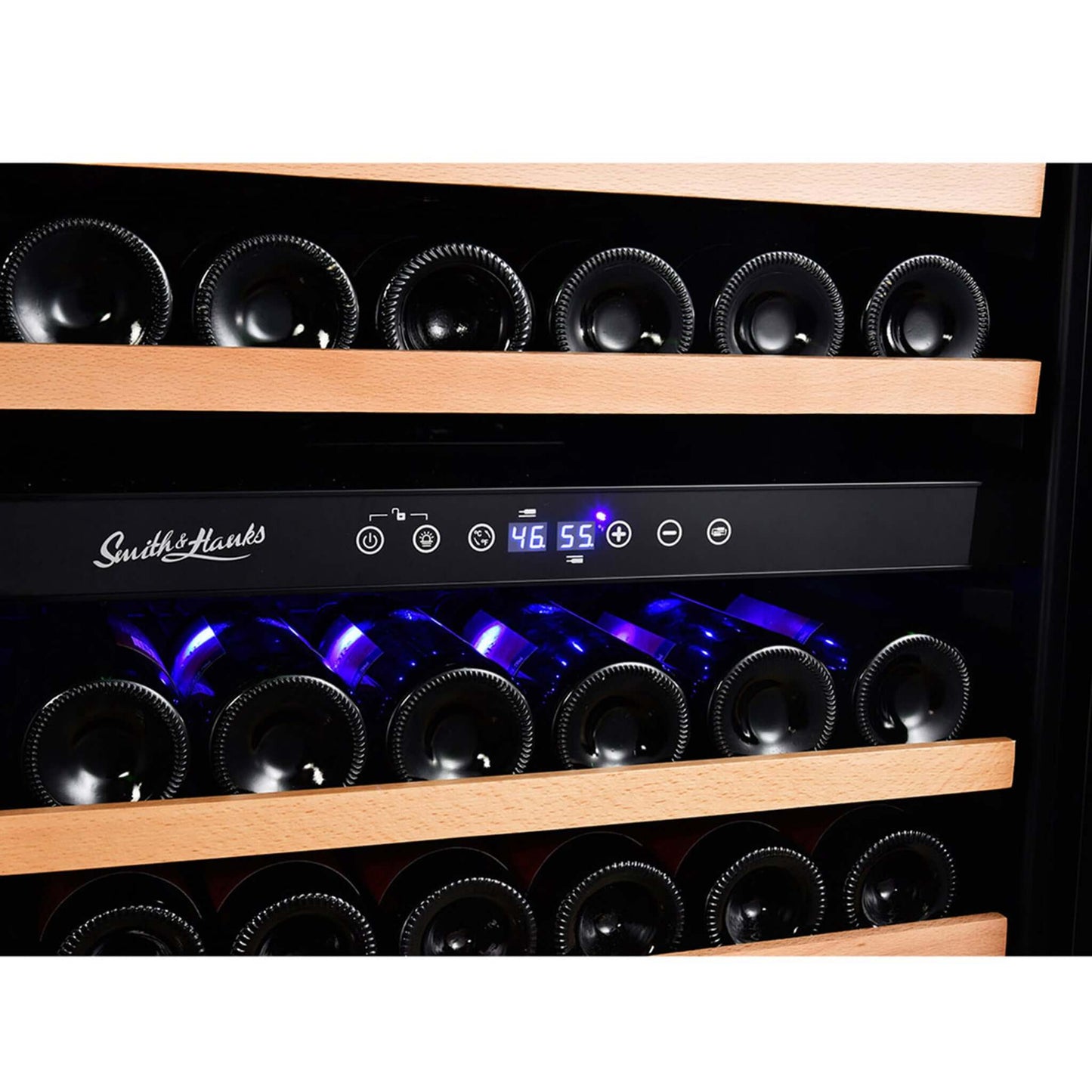 Smith & Hanks 166 Bottle Dual Zone Black Glass Wine Refrigerator