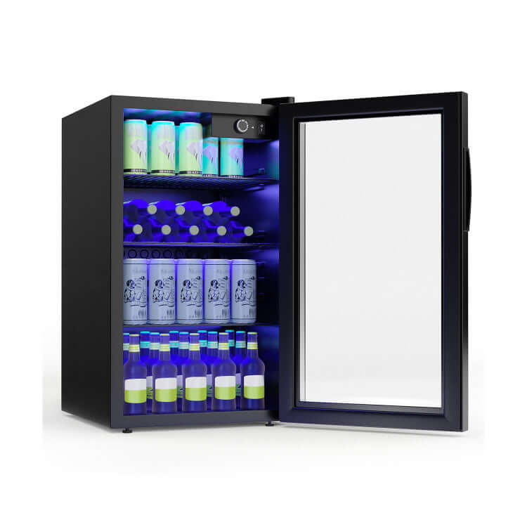 Costway 120 Can Beverage Mini Refrigerator with Glass Door