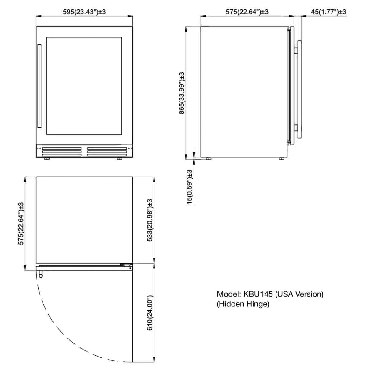 KingsBottle 24 Inch Under Counter LOW-E Glass Door Dual Zone Wine Cooler - Glass Door With Stainless Steel Trim