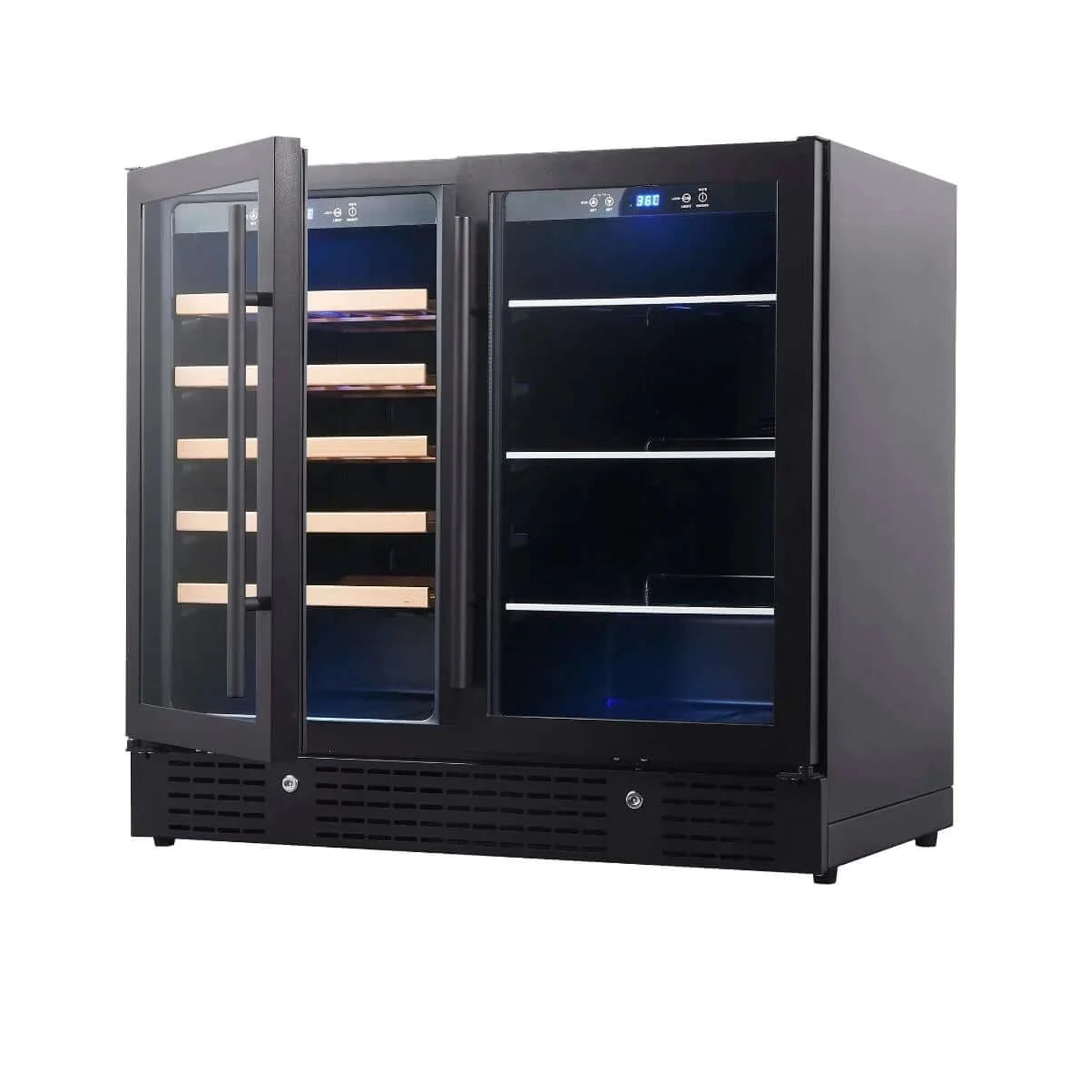 KingsBottle 36" Beer and Wine Cooler Combination with Low-E Glass Door - Stainless Steel Trim