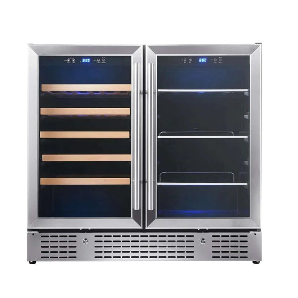 KingsBottle 36 Beer and Wine Cooler Combination with Low-E Glass Door - with Stainless Steel Trim