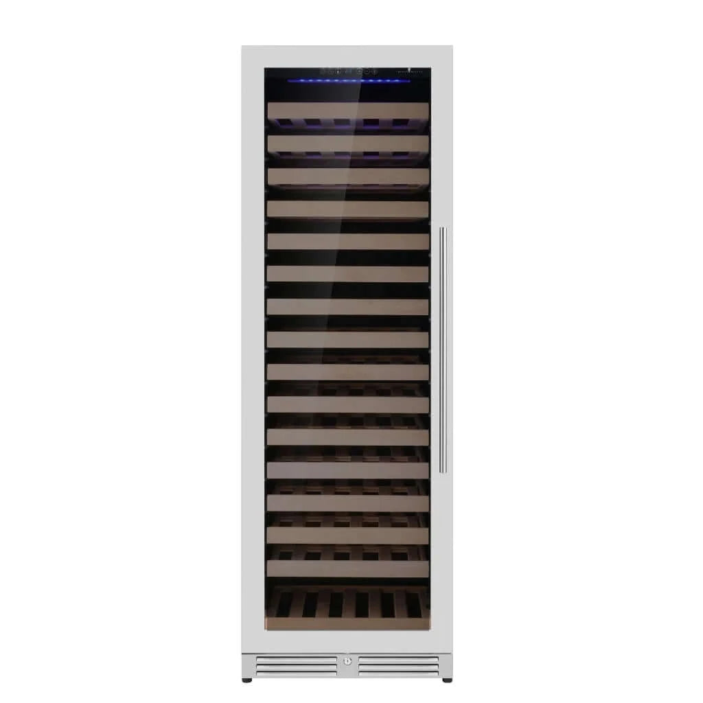 KingsBottle Upright Single Zone Large Wine Cooler With Low-E Glass Door- Stainless Steel Trim