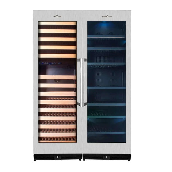 KingsBottle 72 Tall Beer And Wine Refrigerator Combo With Glass Door - Glass Door With Stainless Steel Trime