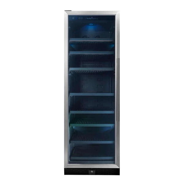 KingsBottle 72 Large Beverage Refrigerator With Clear Glass Door with Stainless Steel Trim