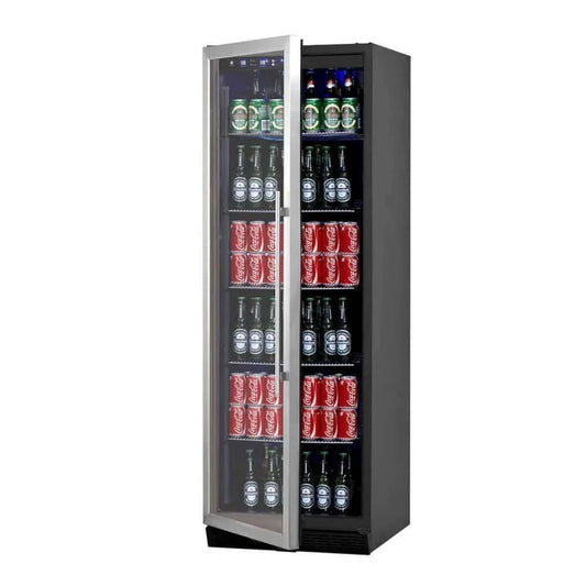 KingsBottle 72" Large Beverage Refrigerator With Clear Glass Door with Stainless Steel Trim