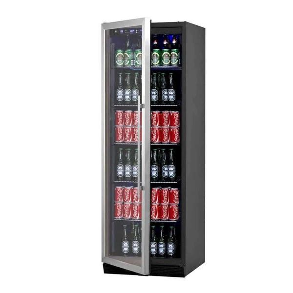 KingsBottle 72 Large Beverage Refrigerator With Clear Glass Door with Stainless Steel Trim