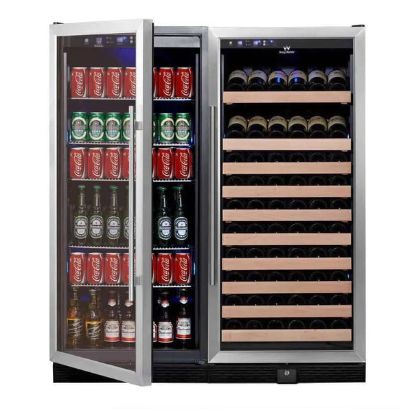 KingsBottle 56 Upright Wine And Beverage Refrigerator Combo - Glass Door With Stainless Steel Trim