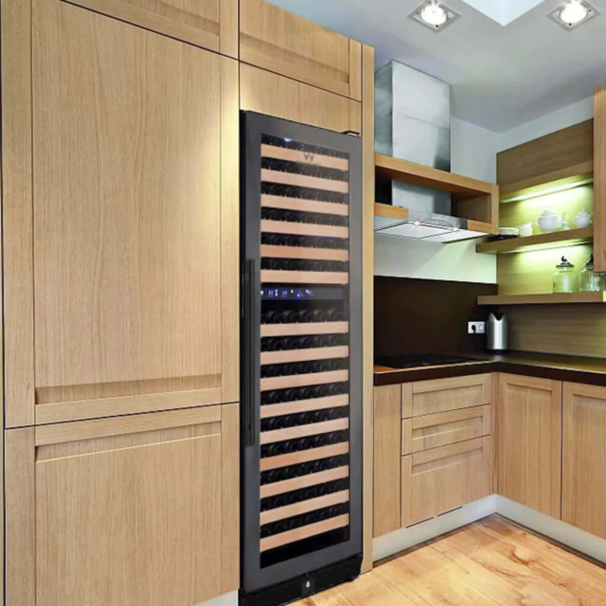 KingsBottle Tall Large Wine Refrigerator With Borderless Black Glass Door