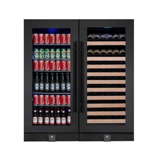 KingsBottle 56" Upright Wine And Beverage Refrigerator Combo - Borderless Glass Door