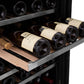 ZLINE 24" Monument Autograph Edition Dual Zone 44-Bottle Wine Cooler in Stainless Steel with Matte Black Accents (RWVZ-UD-24-MB)