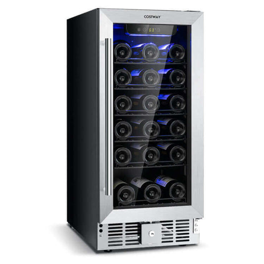 Costway 15 Inch 30-Bottle Wine Cooler with Temperature Memory