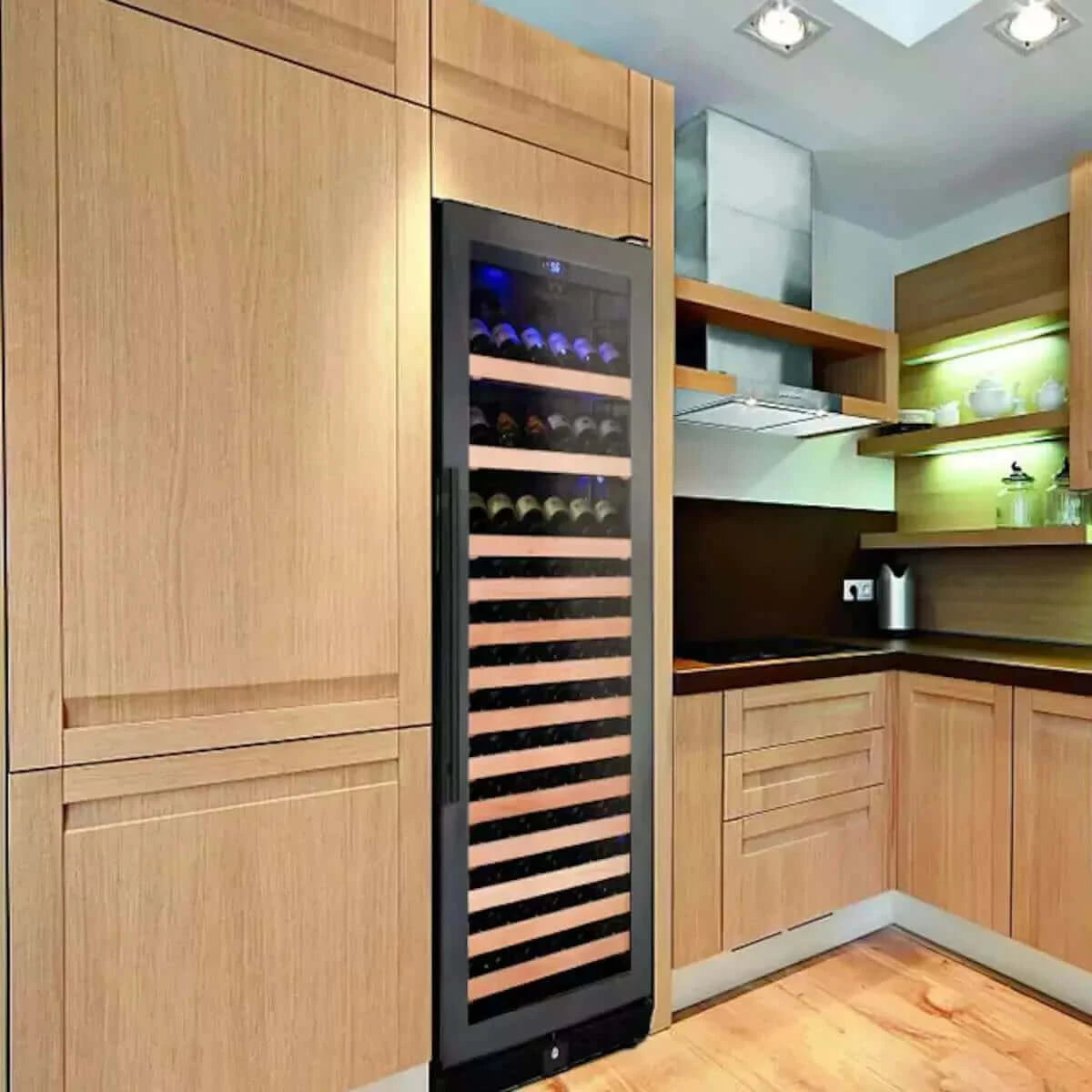 KingsBottle 166 Bottle Large Black Wine Cooler Refrigerator Drinks Cabinet