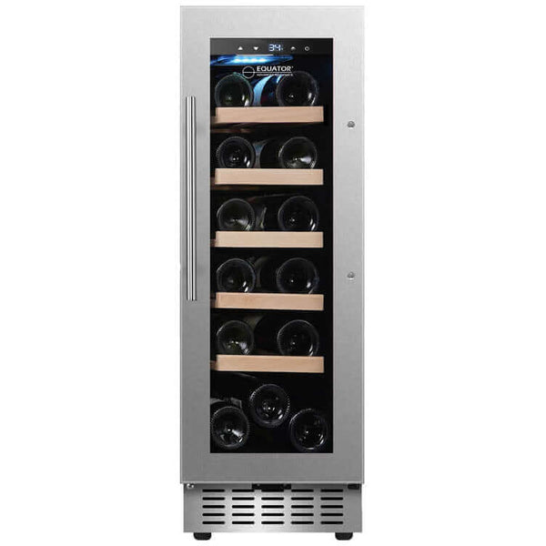 EQUATOR 18-BOTTLE STAINLESS WINE REFRIGERATOR SINGLE TEMPERATURE ZONE FREESTANDING/ BUILT IN