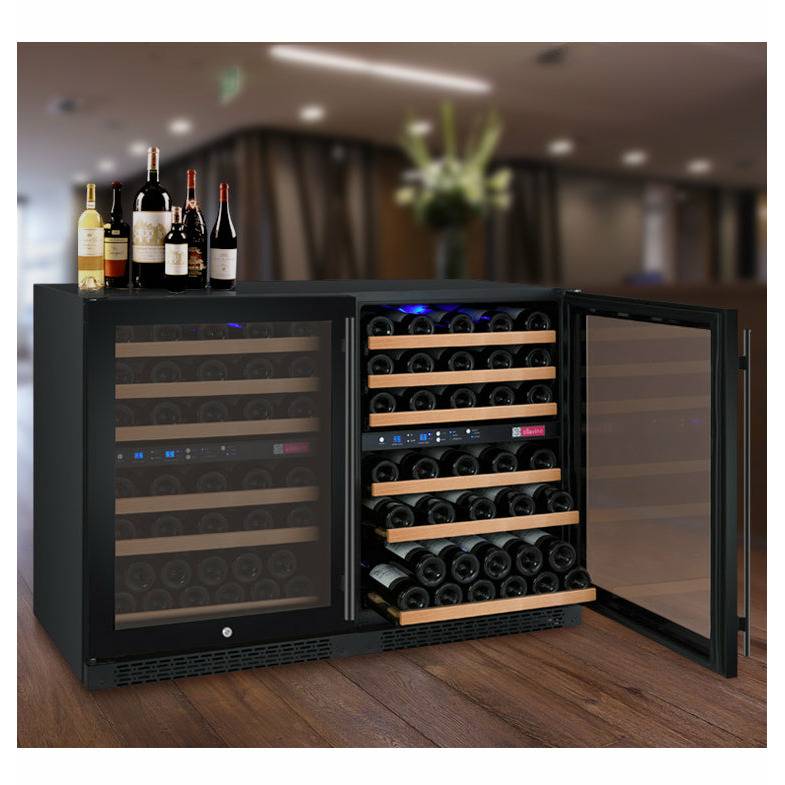 Allavino 47" Wide FlexCount II Tru-Vino 112 Bottle Dual Zone Black Side-by-Side Wine Refrigerator