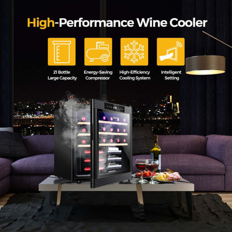 Costway 21 Bottle Compressor Wine Cooler Refrigerator with Digital Control