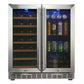 KingsBottle 30" Under Counter Low-E Glass Door with Stainless Steel Trim Wine and Beer Cooler Combo