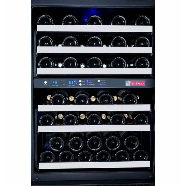 Allavino 47" Wide FlexCount II Tru-Vino 112 Bottle Four Zone Stainless Steel Side-by-Side Wine Refrigerator