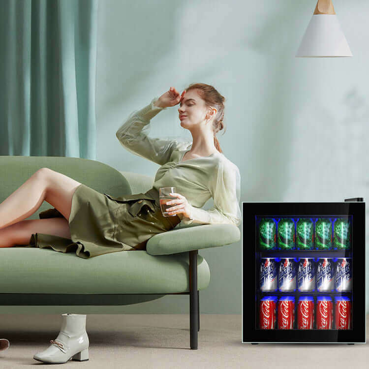 Costway 60 Can Beverage Mini Refrigerator with Glass Door