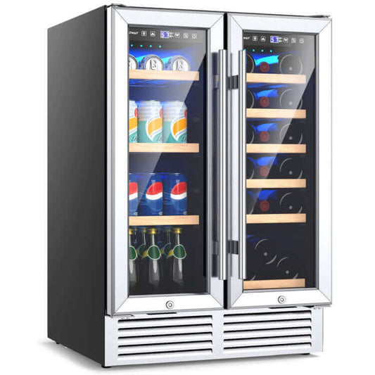 Costway 24 Inch Dual Zone Wine and Beverage Cooler