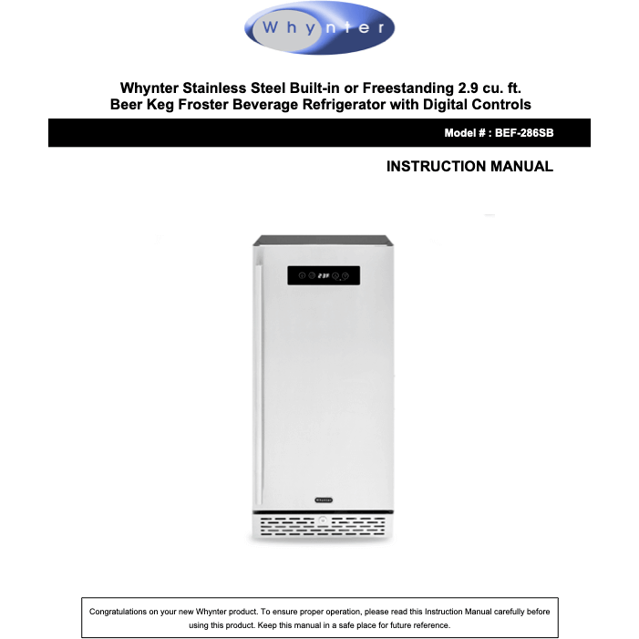 Whynter BEF-286SB Stainless Steel Built-in or Freestanding 2.9 cu. ft. Beer Keg Froster Beverage Refrigerator with Digital Controls