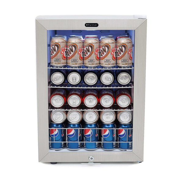 Whynter BR-091WS Beverage Refrigerator With Lock – Stainless Steel 90 Can Capacity