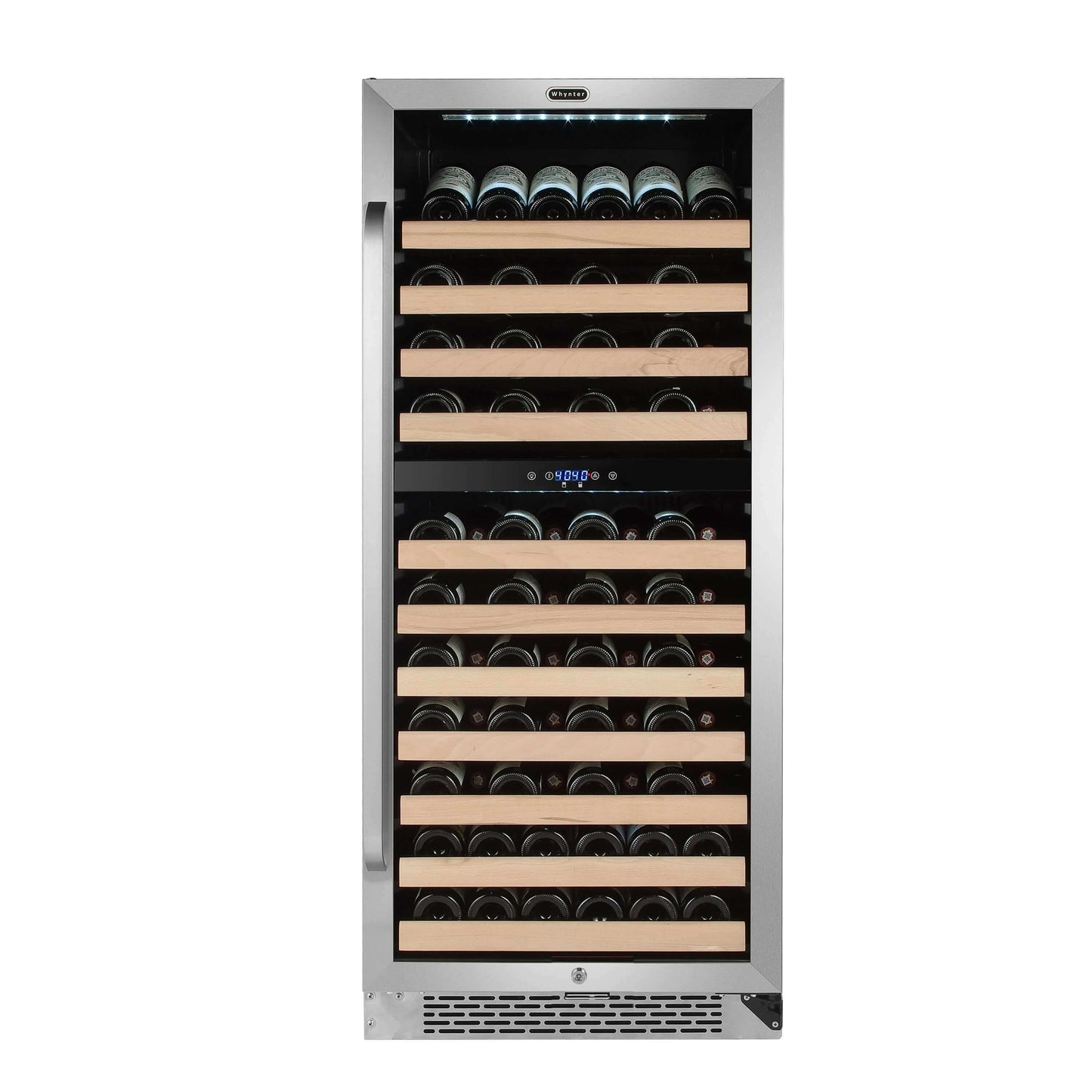 Whynter BWR-0922DZ/BWR-0922DZa 92 Bottle Built-in Stainless Steel Dual Zone Compressor Wine Refrigerator with Display Rack and LED display