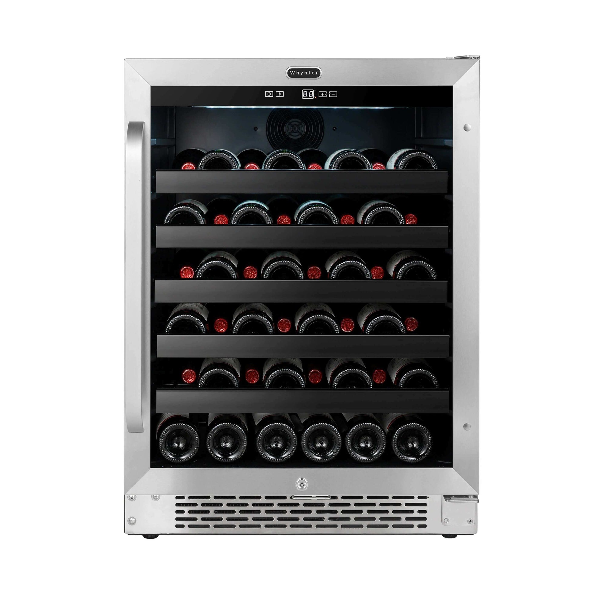 Whynter 24 inch Built-In 46 Bottle Undercounter Stainless Steel Wine Refrigerator with Reversible Door, Digital Control and Lock