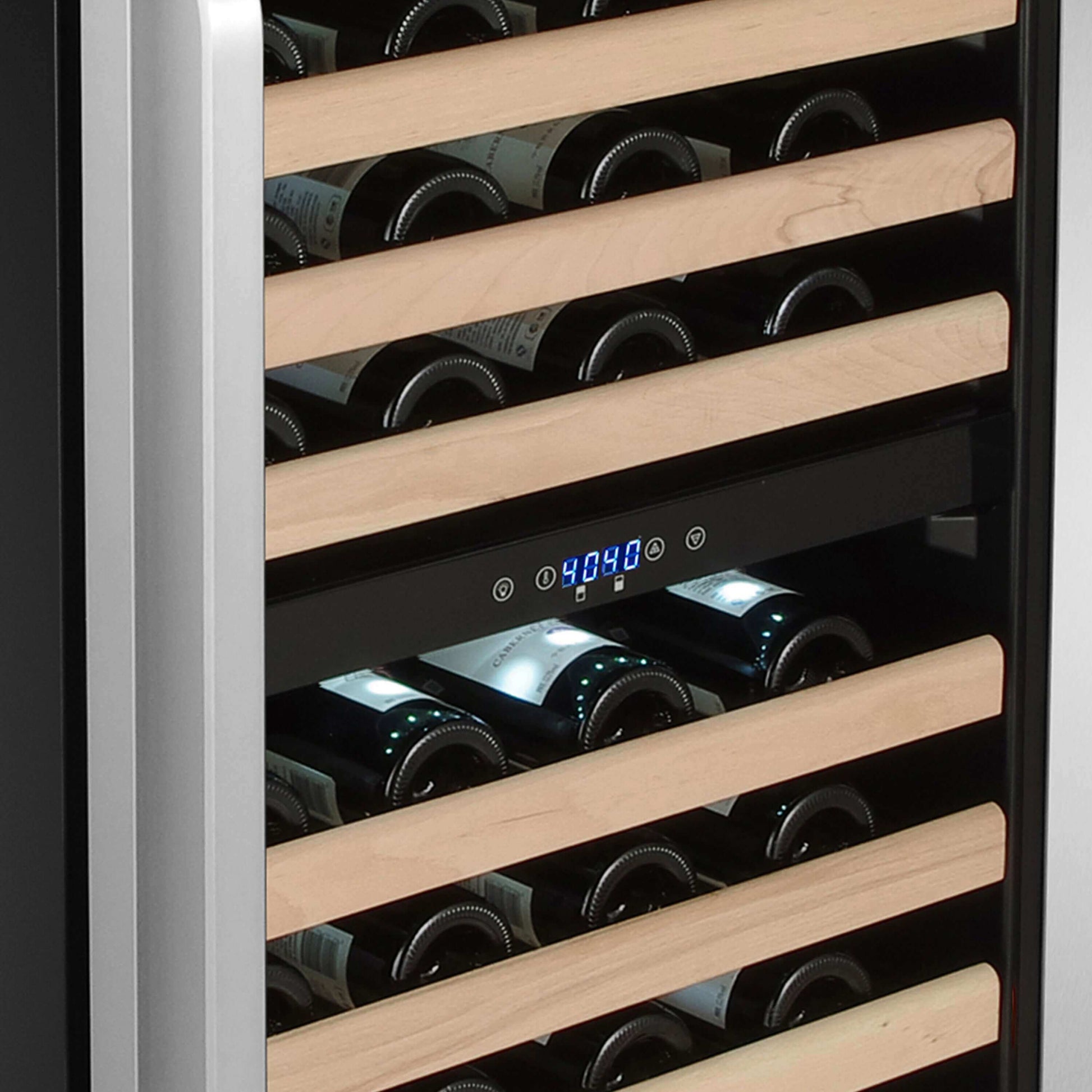 Whynter BWR-1642DZ/BWR-1642DZa 164 Bottle Built-in Stainless Steel Dual Zone Compressor Wine Refrigerator with Display Rack and LED display