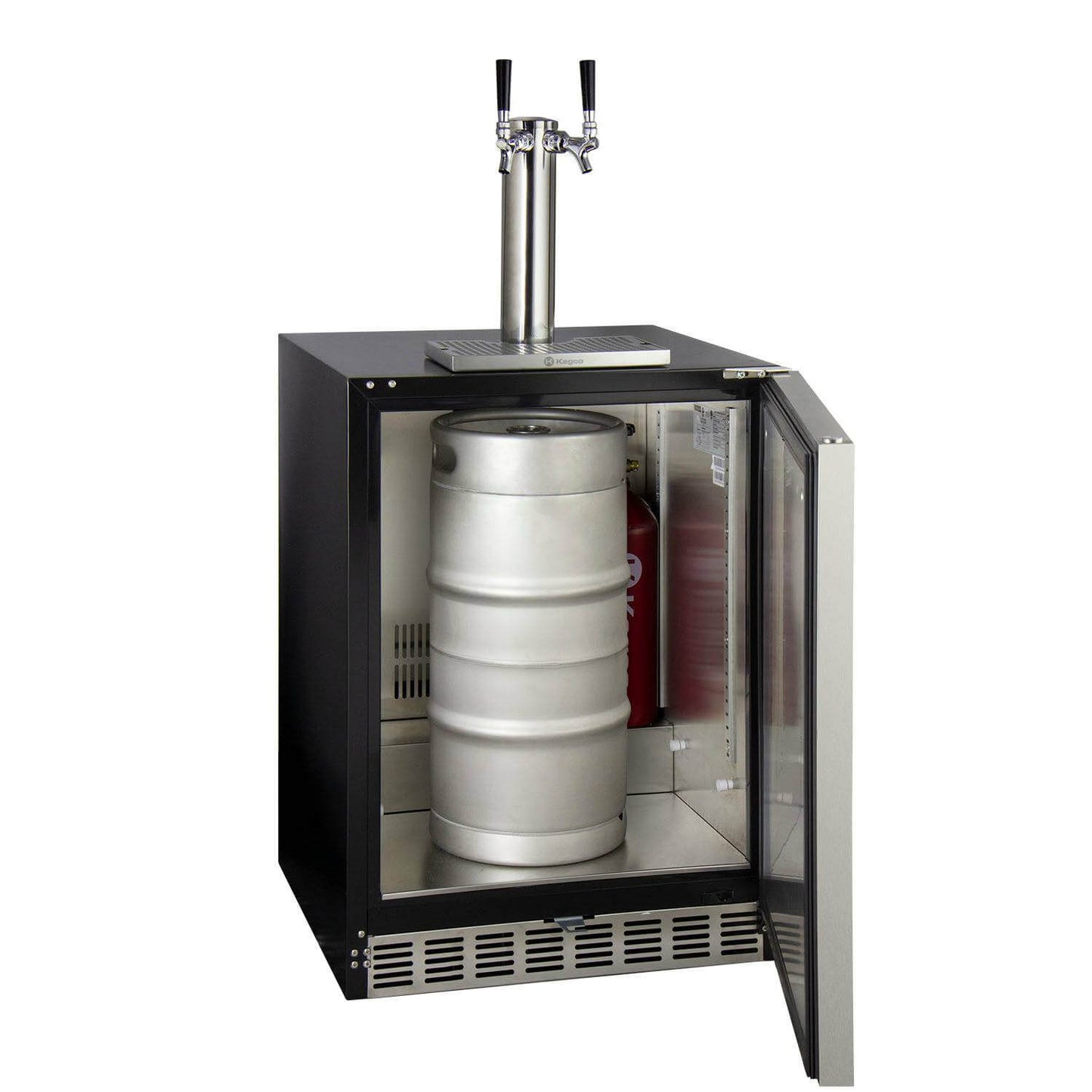 Kegco 24" Wide Dual Tap Stainless Steel Right Hinge Built-in ADA Kegerator with Kit