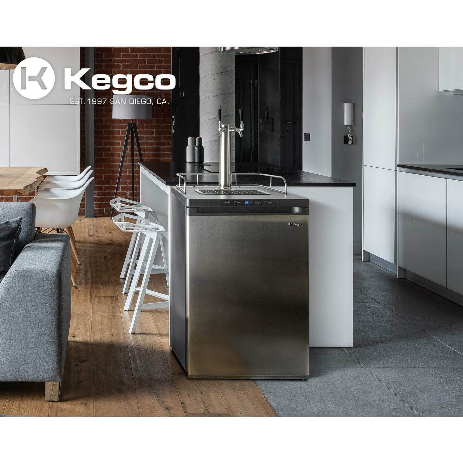 Kegco 24" Wide Dual Tap Black Stainless Steel Digital Kegerator