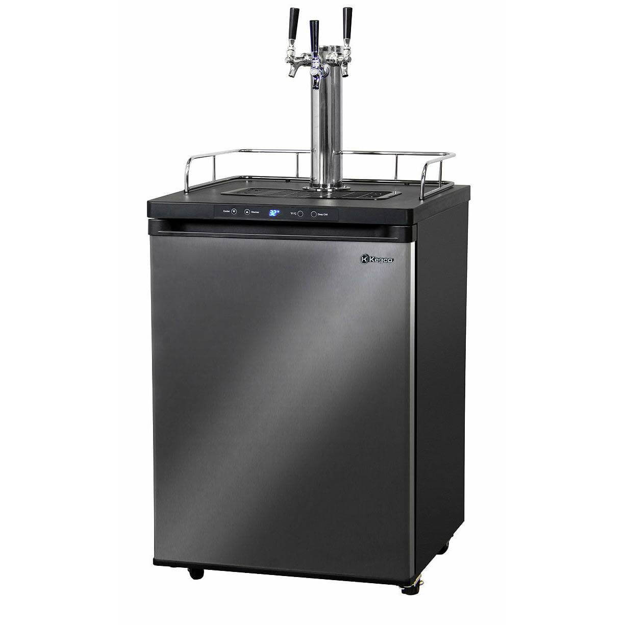 Kegco 24" Wide Homebrew Triple Tap Black Stainless Steel Digital Kegerator