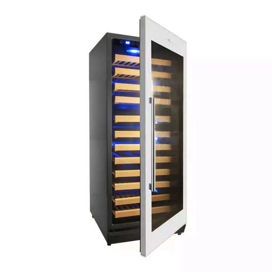 KingsBottle 100 Bottle Kitchen Stainless Steel Wine Refrigerator Freestanding