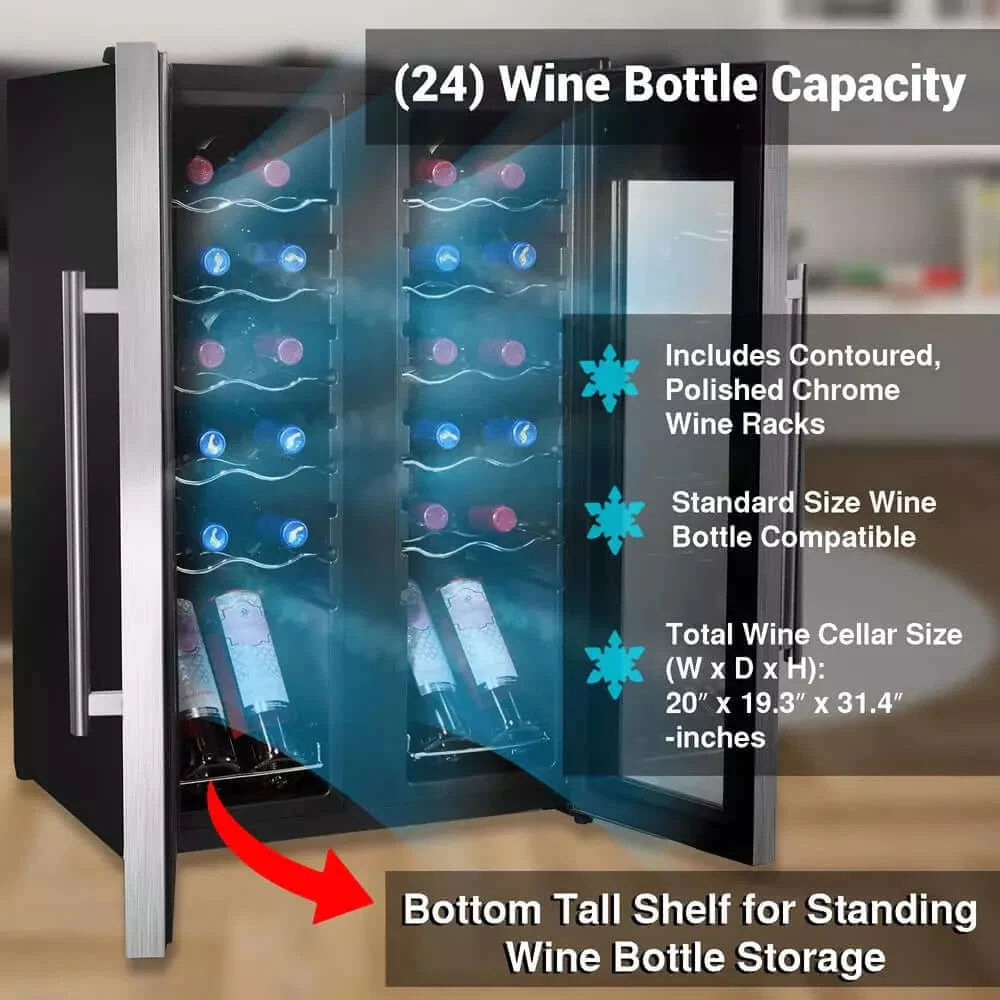 NutriChef Wine Chilling Refrigerator Cellar PKCWC24