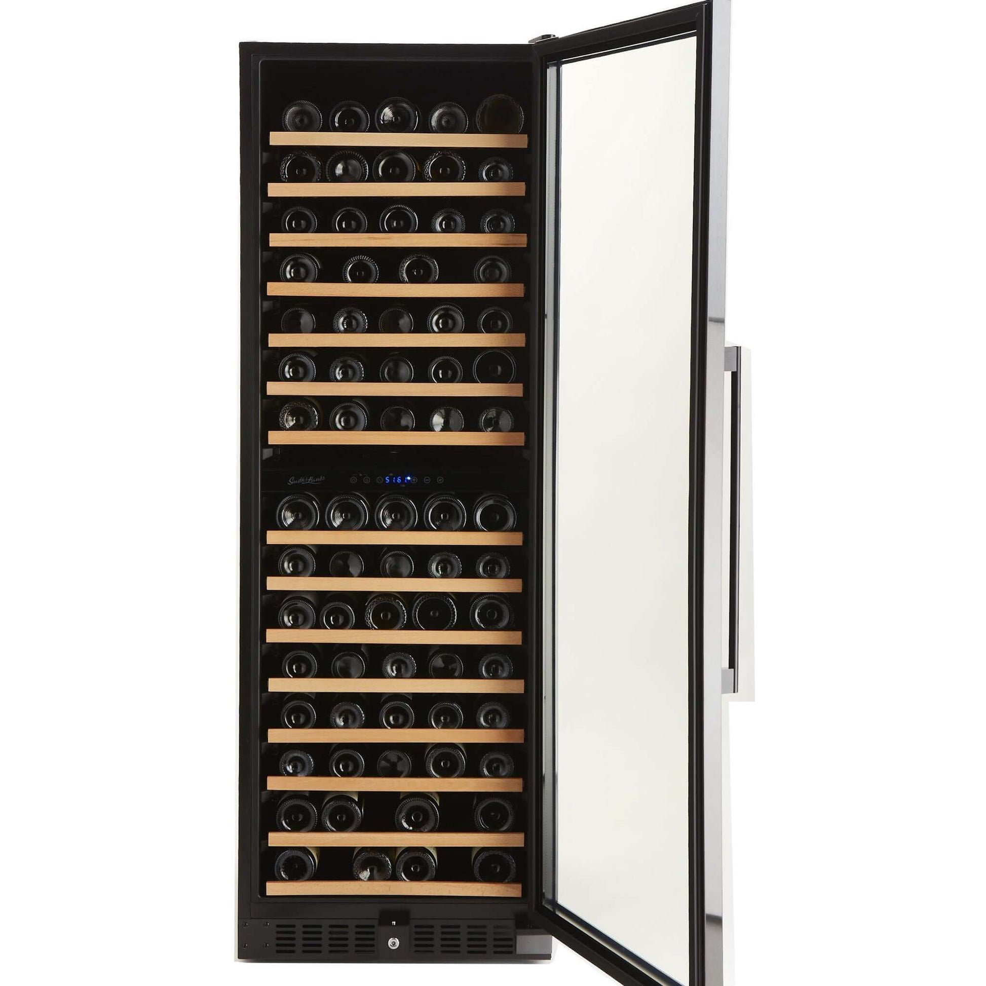 Smith & Hanks 166 Bottle Black Stainless Wine Refrigerator, Dual Zone