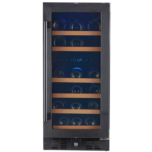 Smith & Hanks 32 Bottle Black Stainless Under Counter Wine Cooler, Dual Zone
