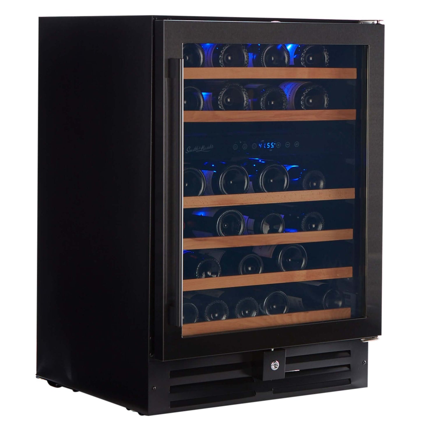 Smith & Hanks 46 Bottle Black Stainless Under Counter Wine Cooler, Dual Zone