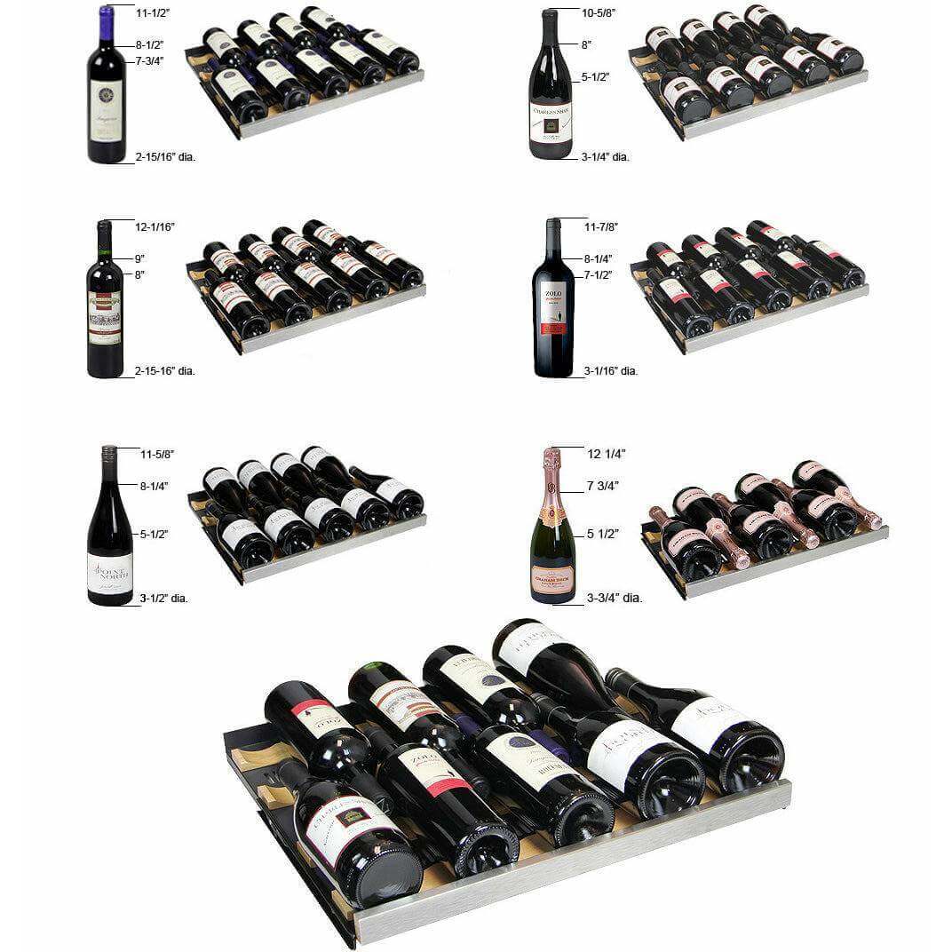 Allavino 24" Wide FlexCount II Tru-Vino 128 Bottle Single Zone Stainless Steel Wine Refrigerator