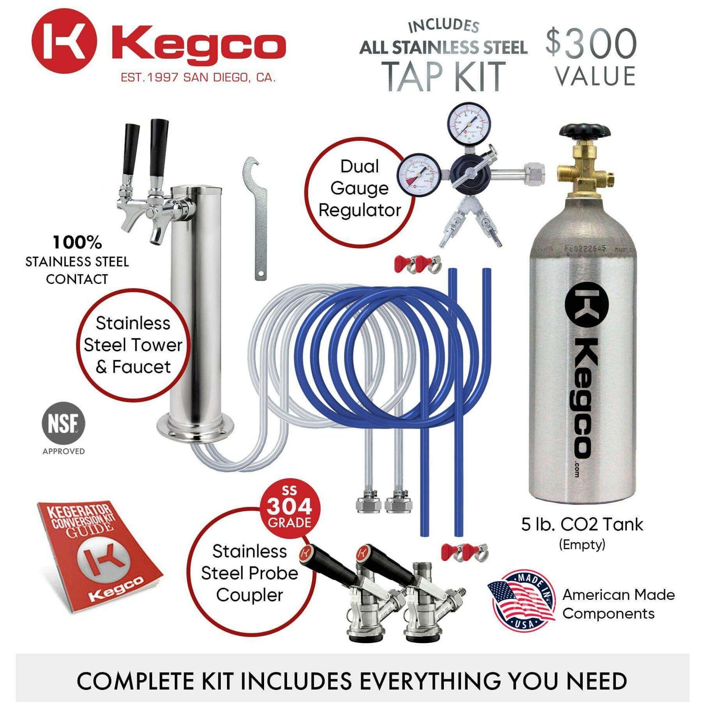 Kegco 24" Wide Dual Tap Stainless Steel Kegerator