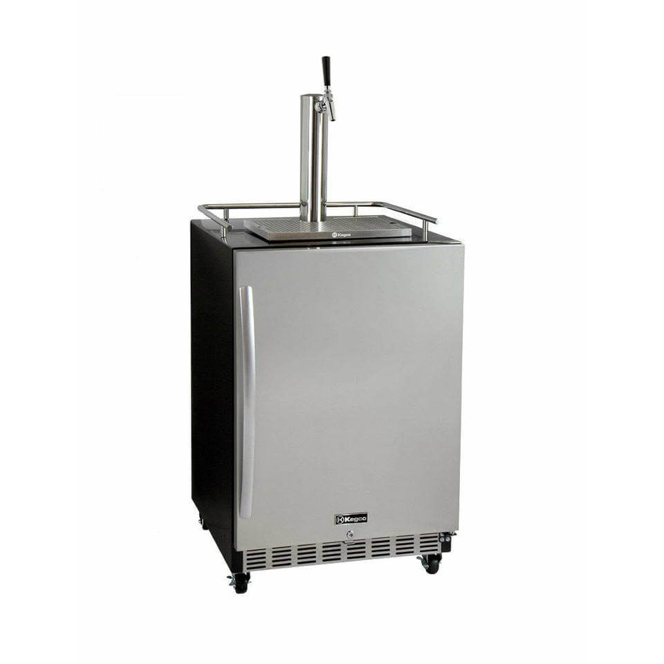 Kegco 24" Wide Single Tap Stainless Steel Commercial Built-In Right Hinge Digital Kegerator with Kit
