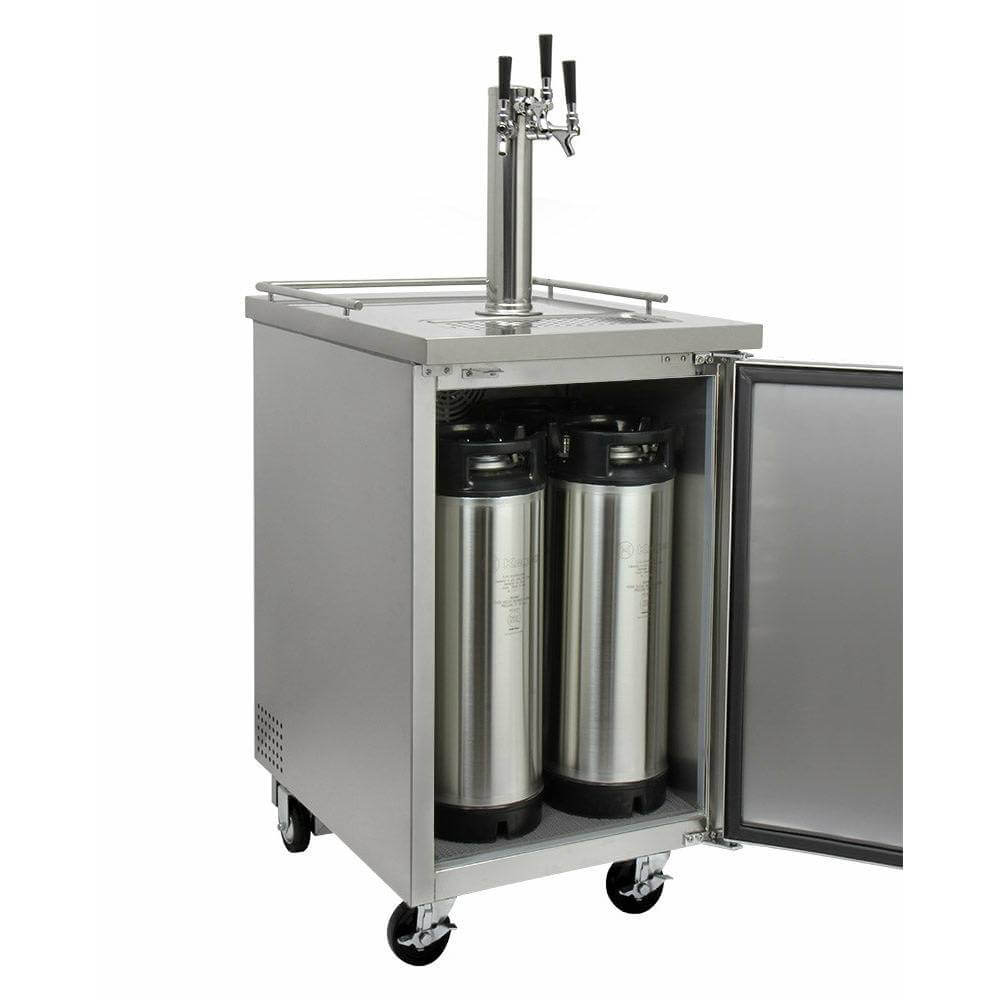 Kegco 24" Wide Homebrew Triple Tap All Stainless Steel Commercial Kegerator