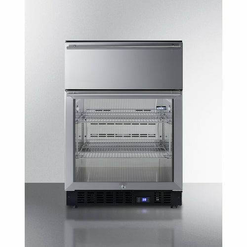 Summit 24 Wide Built-In Commercial Beverage Refrigerator With Top Drawer