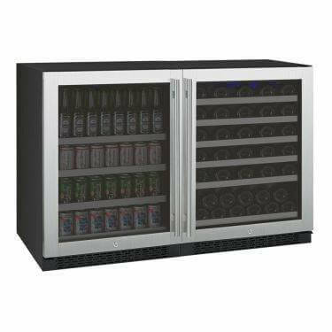 Allavino 47 Wide FlexCount II Series 56 Bottle/154 Can Dual Zone Stainless Steel Side-by-Side Wine Refrigerator/Beverage Center