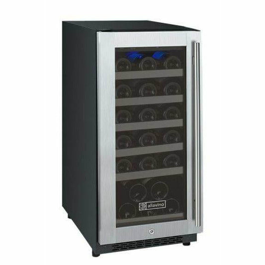 Allavino 15" Wide FlexCount II Tru-Vino 30 Bottle Single Zone Stainless Steel Wine Refrigerator