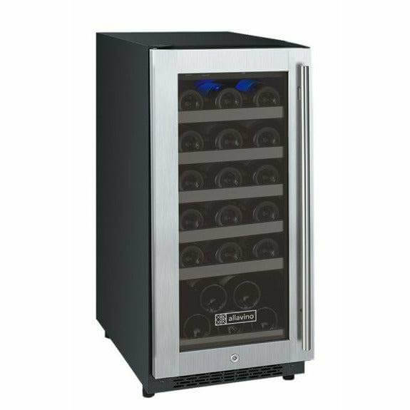 Allavino 15 Wide FlexCount II Tru-Vino 30 Bottle Single Zone Stainless Steel Wine Refrigerator