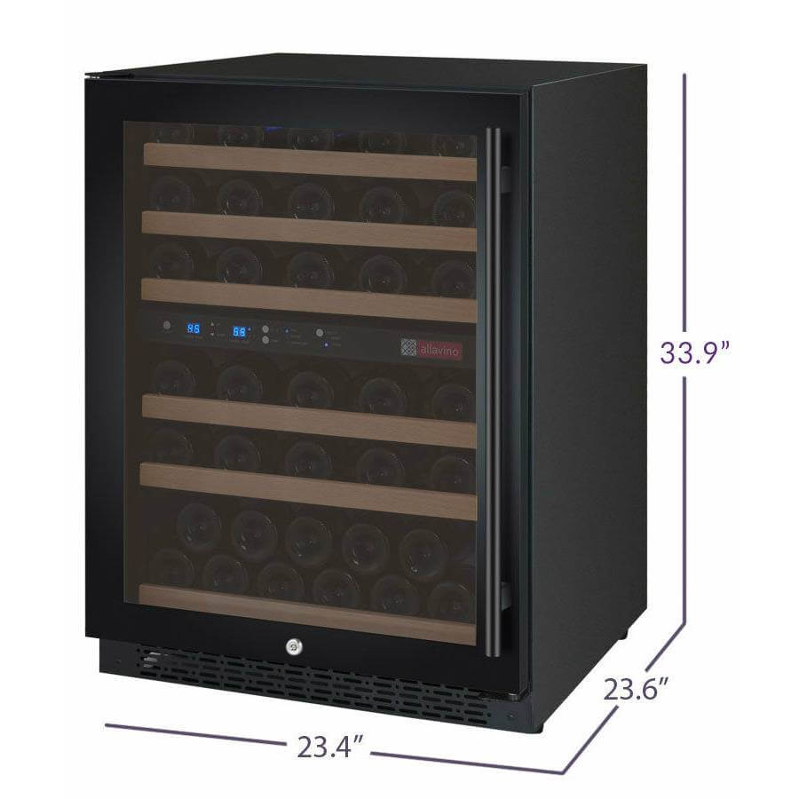 Allavino 24" Wide FlexCount II Tru-Vino 56 Bottle Dual Zone Black Wine Refrigerator